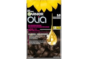 Garnier Olia Permanent Hair Dye, Ammonia-Free Color, 5.0 Medium Brown, Long-Lasting Shine With 60% Oils