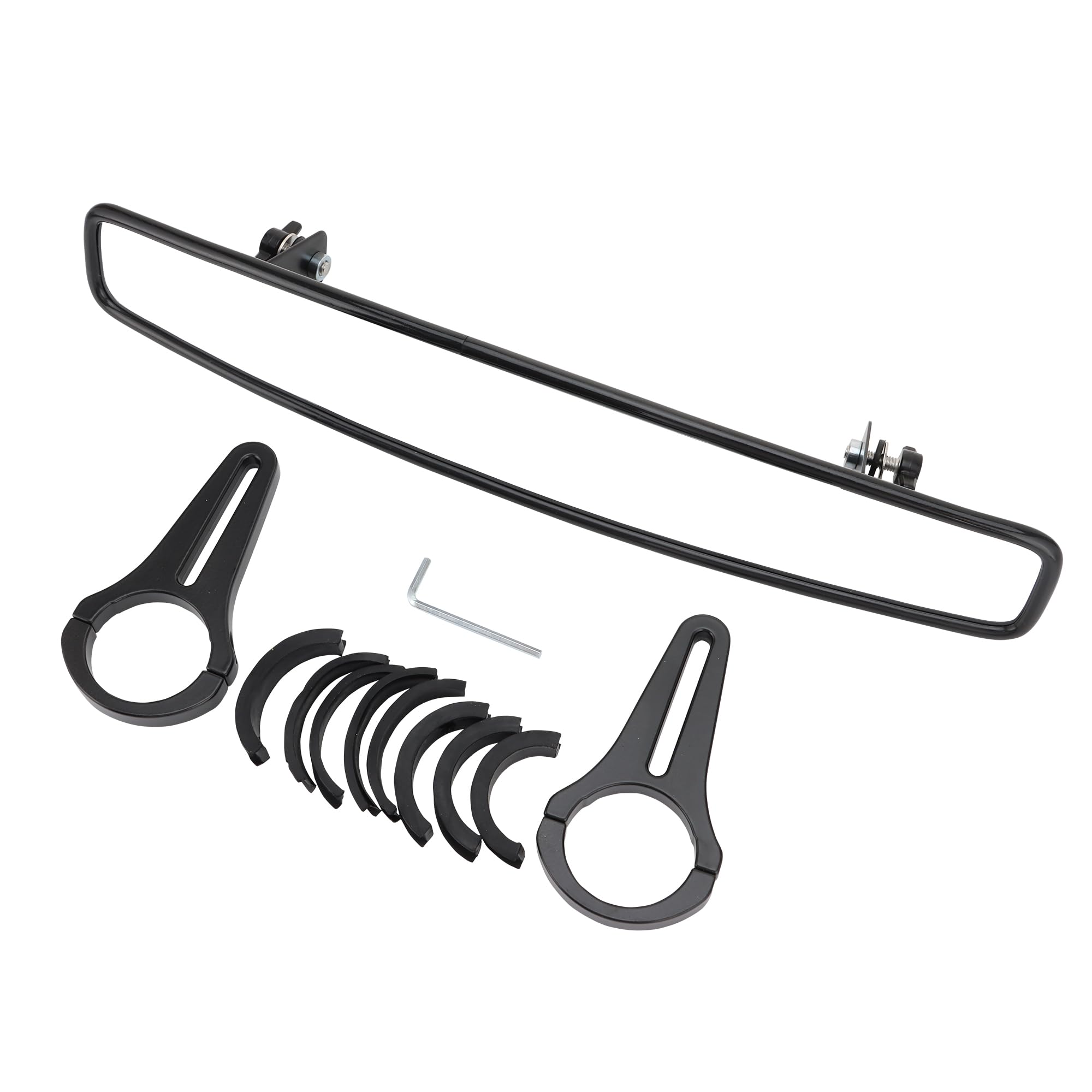 WOOSTAR 14.6" Wide Center Rear View Mirror with 1.75" Clamps Replacement for ATV UTV Viking Polaris RZR Mule Commander Motorcycle Dirt Bike Black