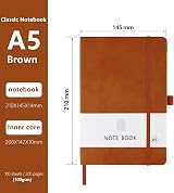 Lefute A5 Notebook 2 Pack 200 Pages 100 GSM Hardcover Journal Black Brown view 2
