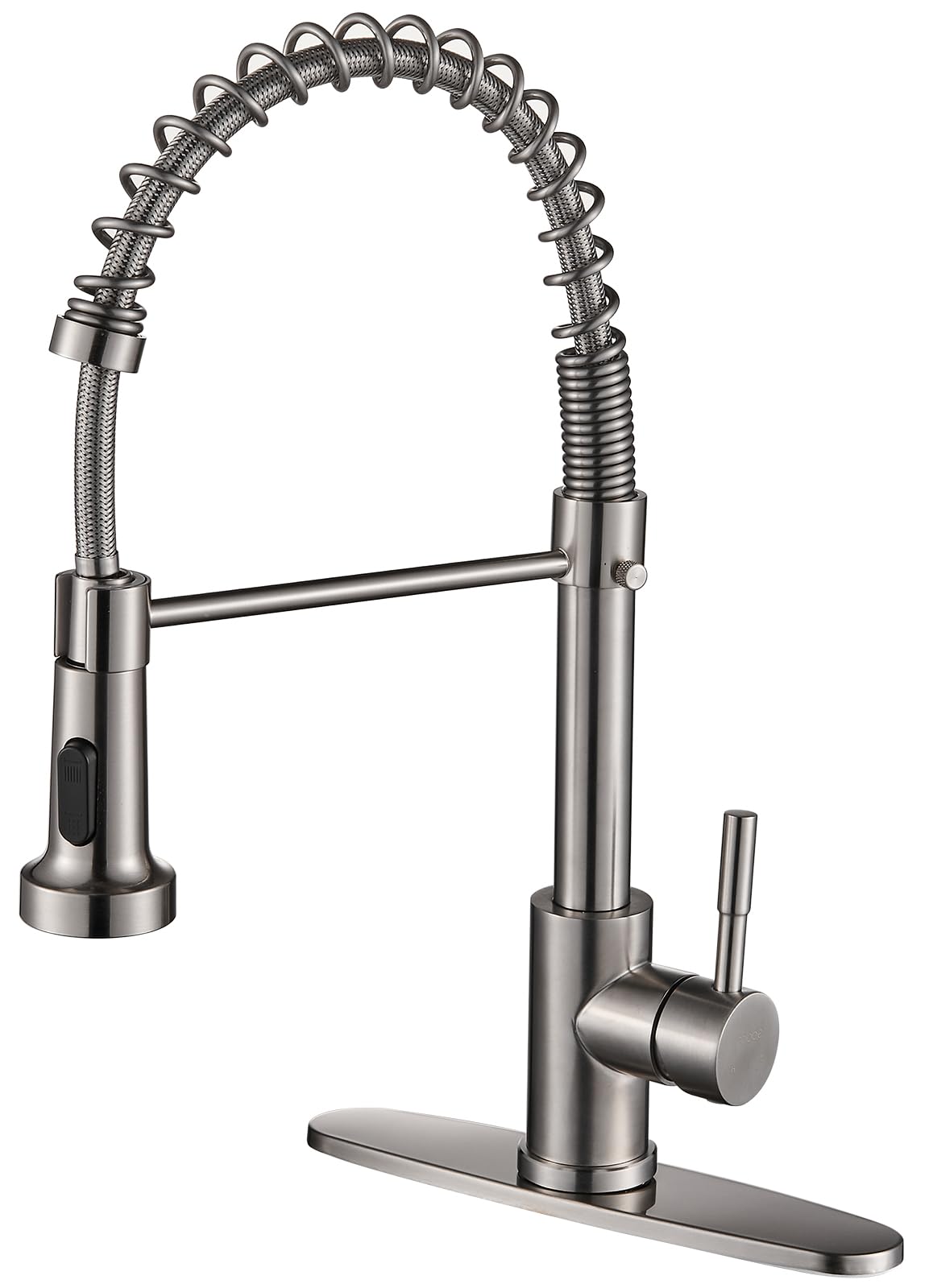 Photo 1 of Cobbe Kitchen Faucets, Brushed Nickel Commercial Kitchen Faucet with Pull Down Sprayer, Stainless Steel Kitchen Sink Faucets for 1 or 3 Hole, Single Handle Faucet for Sink Farmhouse Rv