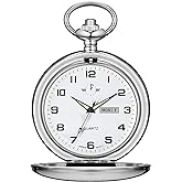 BOSHIYA Men's Hollow Quartz Pocket Watch Classic Arabic Digital Luminous dial &amp; Date Pocket Watch with Chain Christmas Graduation Birthday Gift