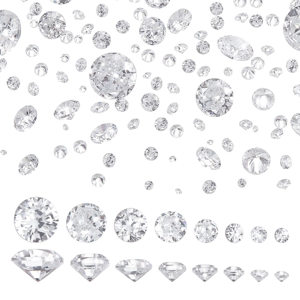 PH PandaHall 1400pcs Clear Cubic Zirconia Stone, 8 Sizes 0.8~5mm Pointed Back CZ Stones Faceted CZ Diamante Rhinestone Gems for DIY Ring Earring Bracelet Nail Art Bridal Jewelry Phone Case Making
