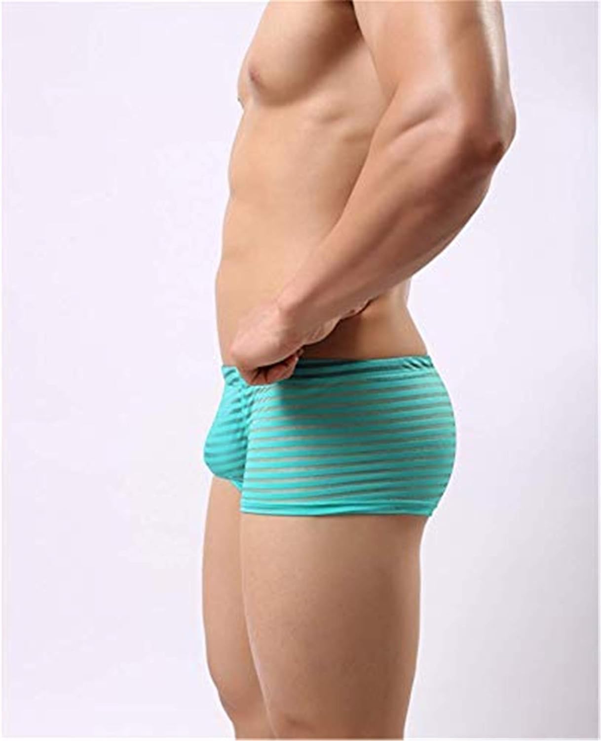Hombre Yomie Hombres Ropa Interior Malla con Rayas Transparentes Slips