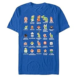 Nintendo Men's Pixel Cast T-Shirt, 3X-Large, Royal
