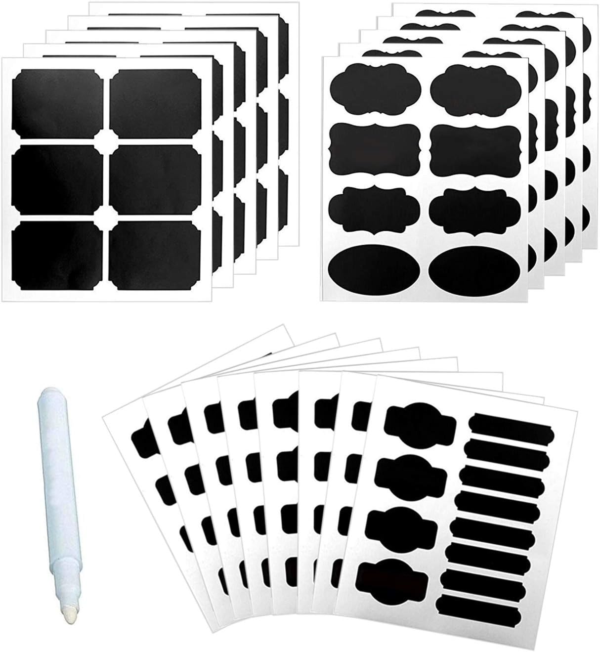 Chalkboard Labels 154Pcs Jar Labels with Erasable White Chalk Marker ...