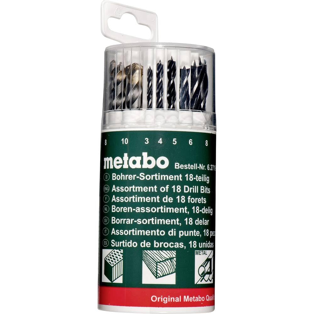 Metabo 627190000 Drills for Wood/HSS/Masonry, Green, Set of 18 Piece