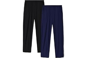 JINSHI Mens Modal Pajama Pants 2 Pack Lightweight Long Bottoms Pants with Pocket Drawstring