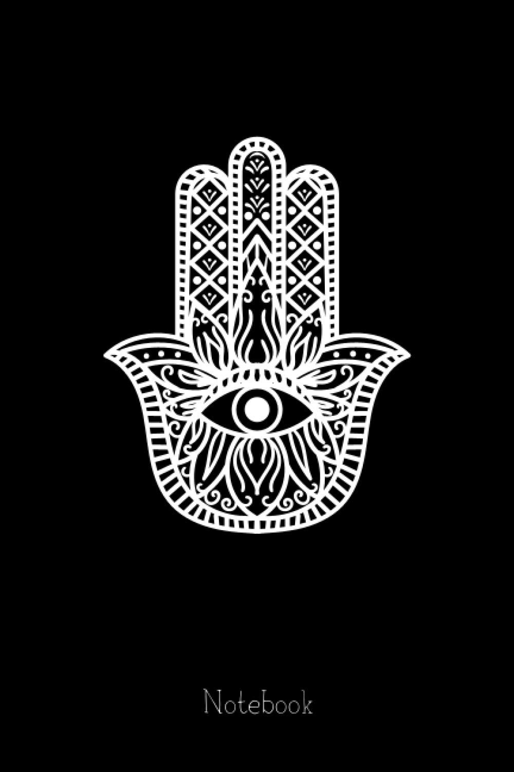 Hamsa Fatima Hand Black and White Notebook: Lined Notebook Journal