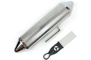 LOONELO Metal Guiro,Stainless Steel Guiro Percussion Instrument Training Tool with Scraper,Guiro Shaker Latin Percussion Musical Band Accompaniment (Silver-15X3inch)
