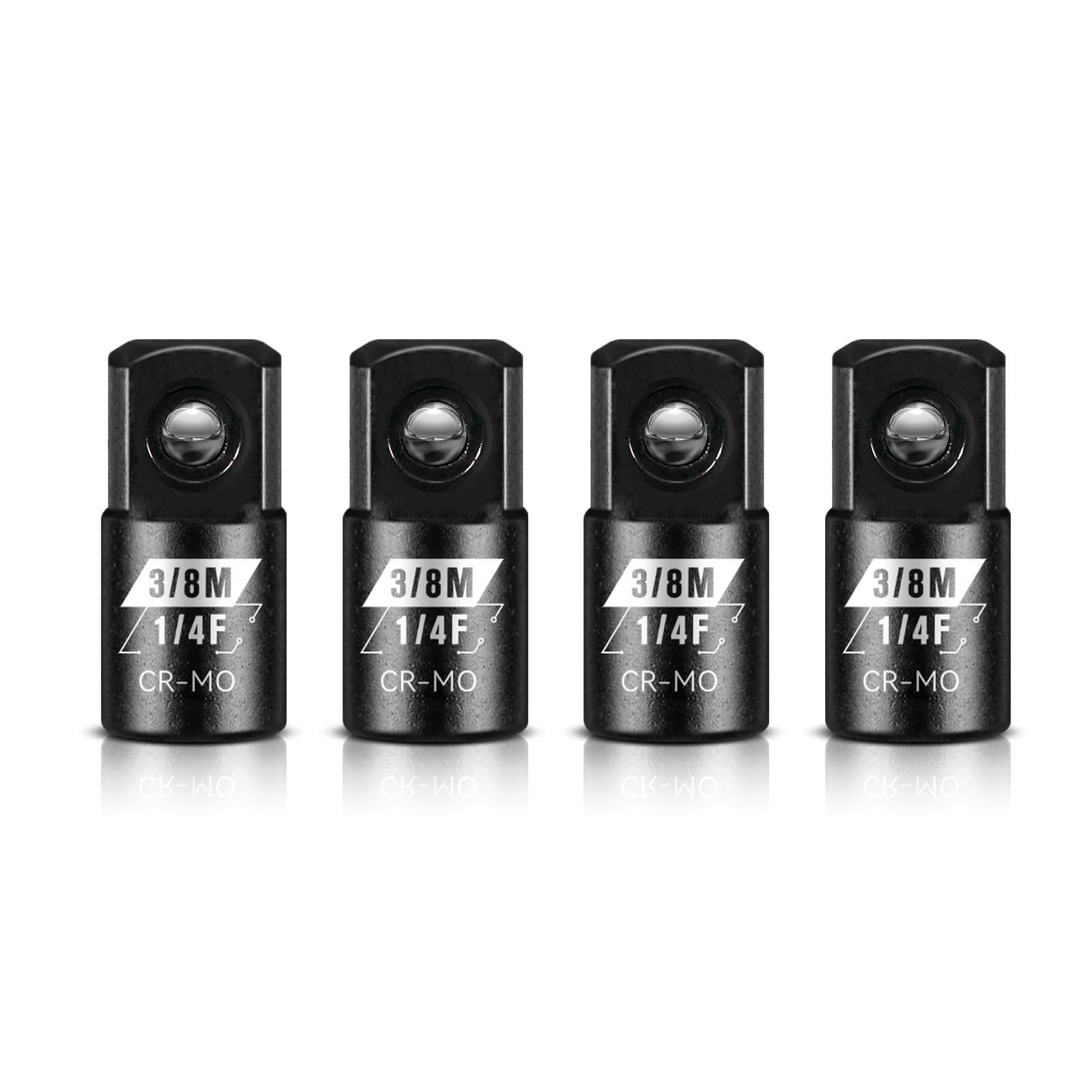 Photo 1 of BLACKROBOT 4 Piece 1/4”F To 3/8”M Impact Socket Adapter Set,SAE Drive Cr-Mo Steel Exceeds ANSI Standards,Square Drive Reducer for Impact Driver Wrench
