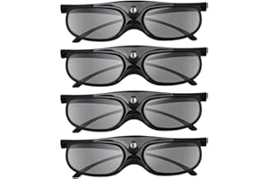 DLP 3D Glasses, 144Hz Rechargeable DLP-Link 3D Active Shutter Glasses for All 3D DLP Projectors, Compatible with Optoma, Sams