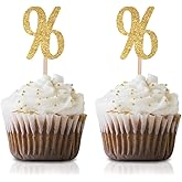 Gold Happy 96th Birthday Cupcake Topper, 24-Pack Number 96 Glitter Birthday Party Cupcake Toppers, Decorations