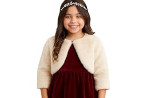iGirlDress Girls Plush Fur Cape with Collar Flower Girl Bolero Jacket Shrug Coat