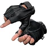 Milwaukee Leather SH850 Men's Black Premium Deer Skin Leather Gel Padded Palm Fingerless Motorcycle Gloves