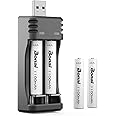 BONAI Rechargeable AAA Batteries with Charger, USB High-Speed Charger for AA AAA Ni-MH Ni-CD Rechargeable Battery