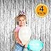 Zealor Foil Fringe Curtains, 4 Pack Metallic Fringe Curtains Shimmer Curtain Backdrop for Parties Birthday Wedding Decorations 3.28ft* 8.2ft (Silver)