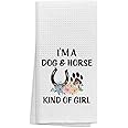 OHSUL Dog Horse Lover Gifts Kitchen Towels,I'm a Dog and Horse Kind of Girl Paw Print Horseshoe Kitchen Towels Dish Towels Dishcloth,Horse Lover Cowgirl Equestrian Gifts,Dog Mom Gifts