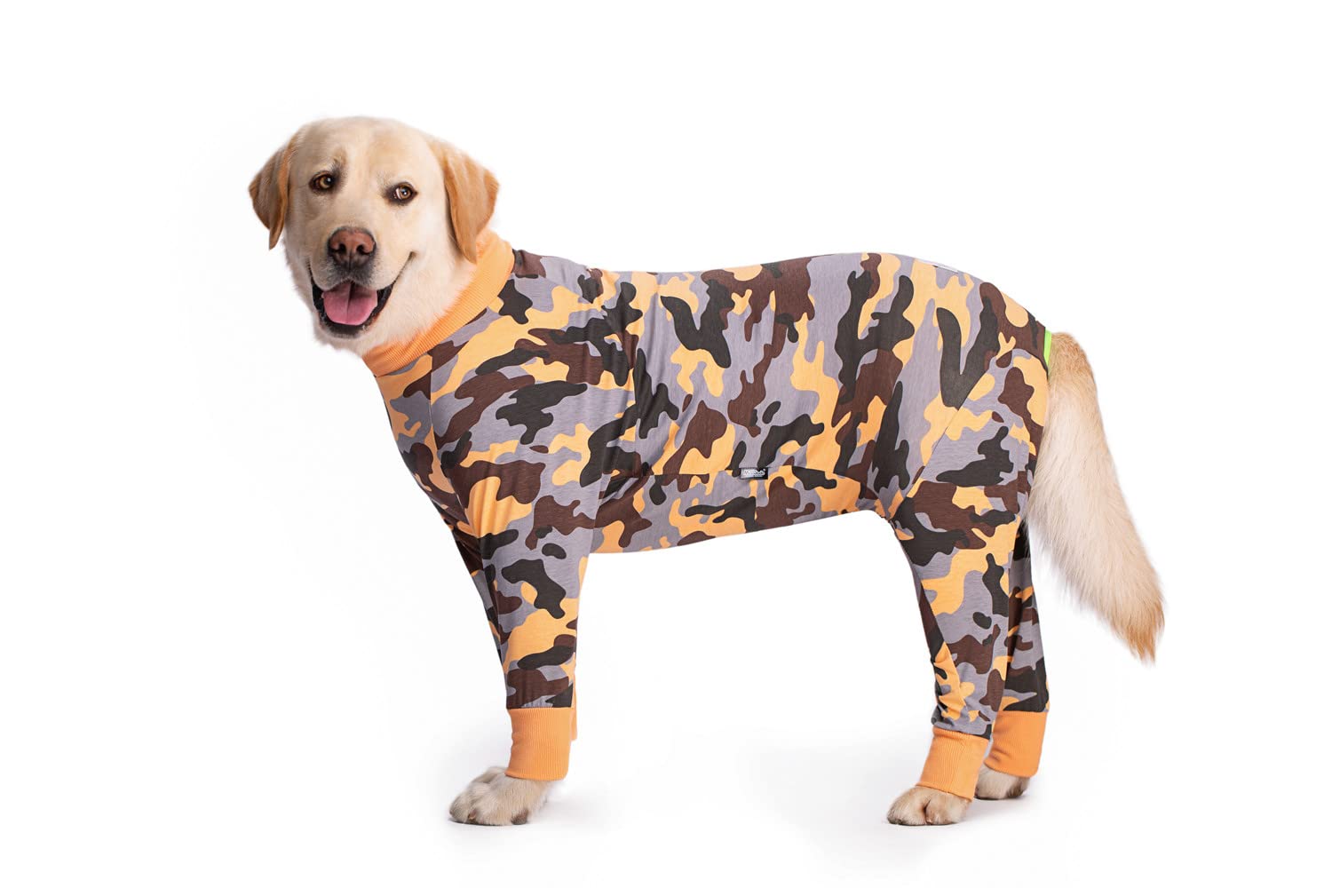 Dog Pajamas Jumpsuit for Medium Large Dog Lightweight Cotton Dog Shirt Anti-Hair Dog Onesies After Surgery Dog Recovery Clothes_38(Orange Camouflage) — image 1