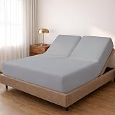 Split Top King Fitted Sheet Only for Sleep Number Adjustable Beds,100% Giza Cotton,Split Top King Fitted Sheet for Adjustable Bed,Adjustable Bed Fitted Sheet 34" Flex Head King Size,1 Pc (Light Grey)