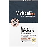 Viviscal Men's Hair Growth Supplements for Thicker Fuller Hair, Clinically Proven Collagen Complex, 60 Tablets 1 Month Supply