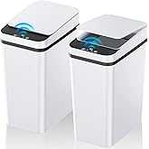KOEYLE 2 Pack 2.2 Gallon Automatic Touchless Garbage Can, Small Motion Sensor Smart Trash Can, Slim Waterproof Trash Bin for Bedroom, Bathroom, Office, Living Room, White