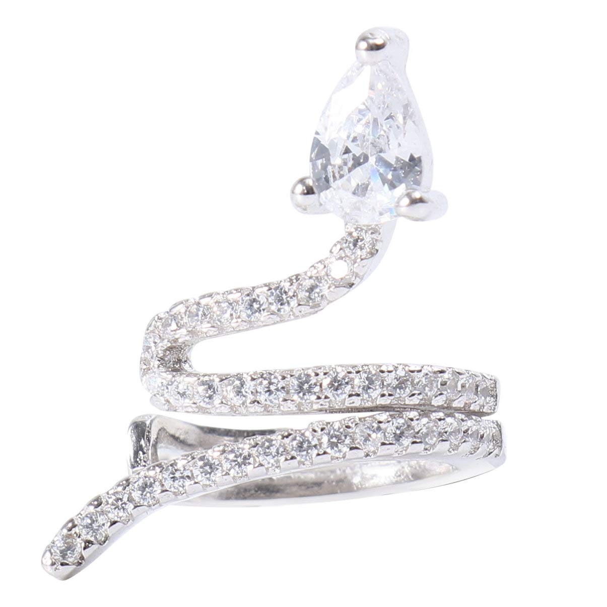 Happyyami 925 Silver Snake Clip on Earrings No Piercing Rhinestone Ear Jewelry for Women Party Wedding Accessory