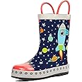 landchief Toddler Rain Boots, Kids Rain Boots Waterproof Rubber Boots for Girls and Boys with Fun Patterns and Easy-On Handles