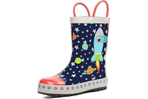 landchief Toddler Rain Boots, Kids Rain Boots Waterproof Rubber Boots for Girls and Boys with Fun Patterns and Easy-On Handles