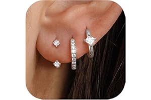 MILACOLATO 3Pairs 925 Sterling Silver Earrings for Women, 14K Gold Plated Small Huggie Hoop Earrings Sets for Multiple Piercing Hypoallergenic, CZ Cartilage Earrings Stacks Trendy Earrings Jewelry Gifts