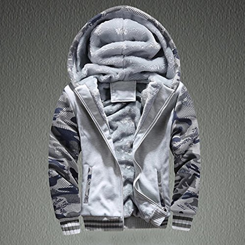 Men Coats And Jackets Winter Sale Warm Fleece Hood Zipper Sweater Outwear Sweatshirts For Men By Orangeskycn (Gray, M)