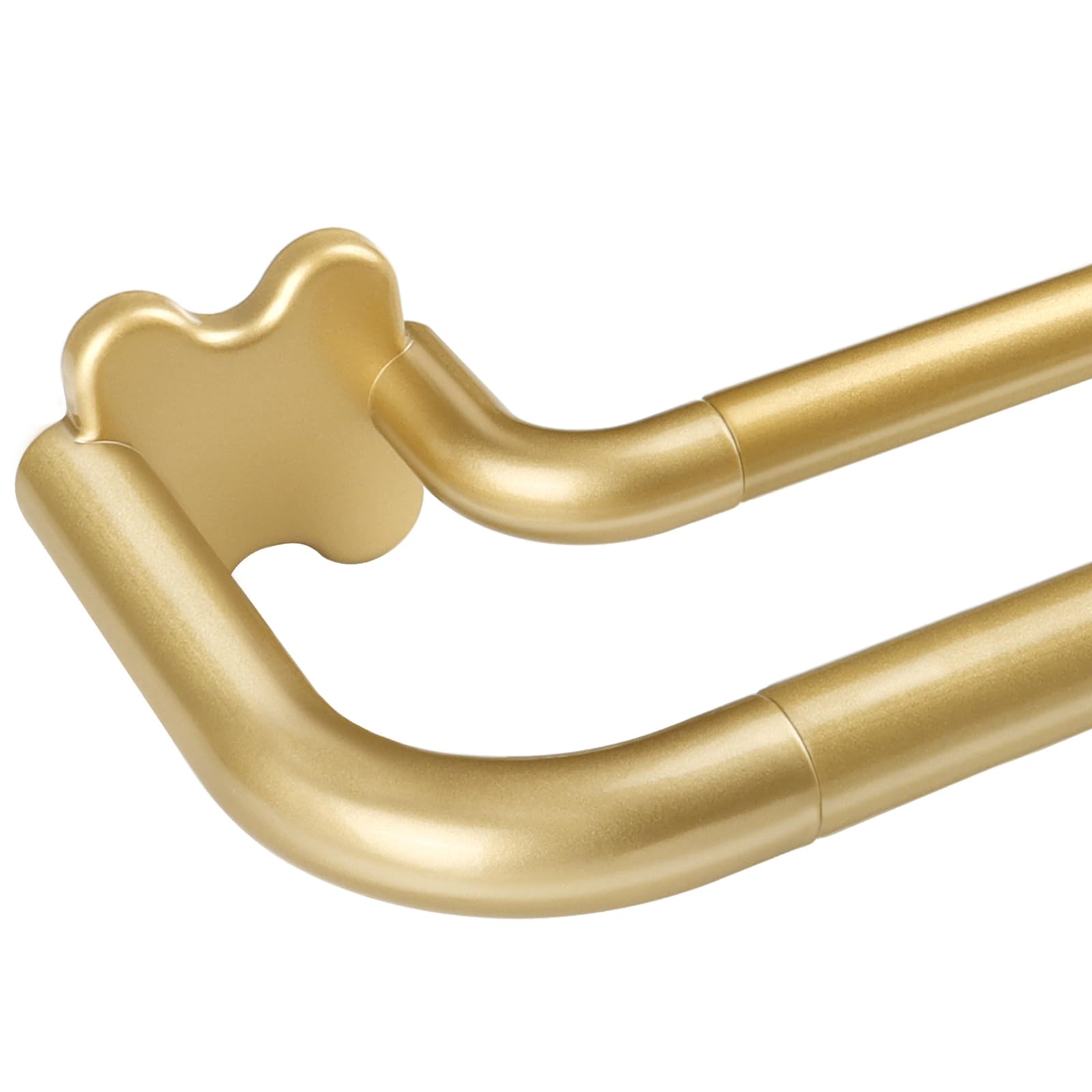 Photo 1 of Gold Double Curtain Rods 32 to 58 Inch (2.6-4.8ft), USFOOK Blackout Wrap Around Curtain Rods for Windows 20 to 54 Inches, 6/8 Inch Room Darkening Curtain Rod, Decorative Rods for Home