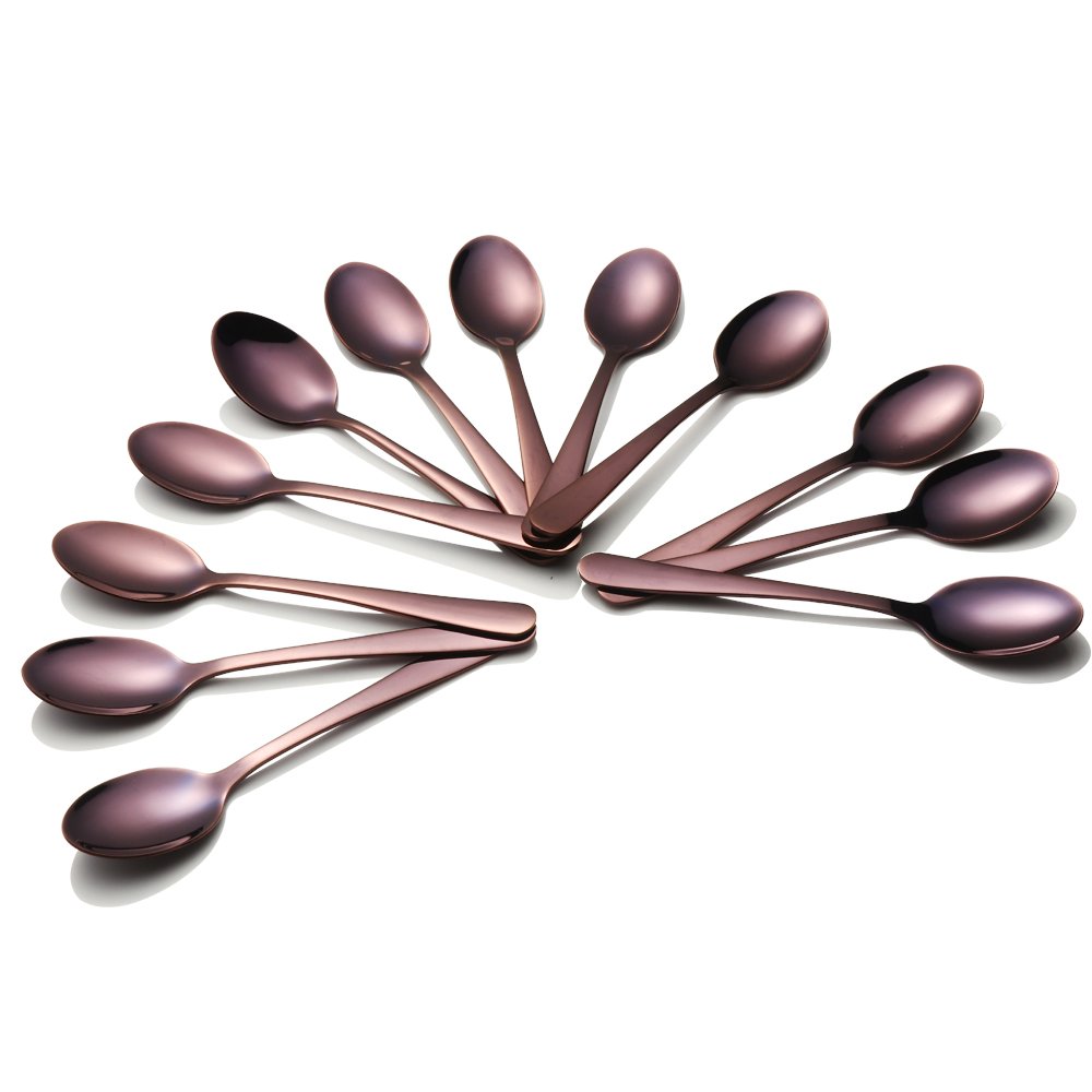 Buyer Star Purple Teaspoons, 12 Pieces Coffee Spoons Stainless Steel Mini Spoons Small Spoons for Desserts Cake Pastry 5.5 inch