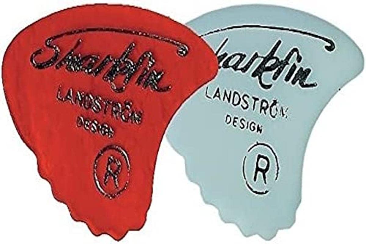 Shark Fin 661002 Plektrum/Pick Sweden Goldprint, 0,52 mm, soft, rot, 12 Stück, Black