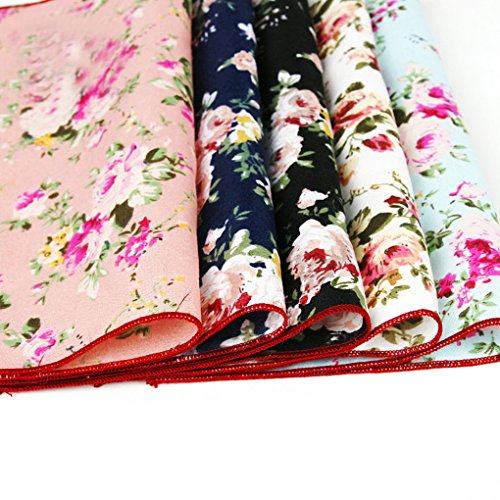LACS Men's Chic Floral Cotton Pocket Squares Suits Hankies