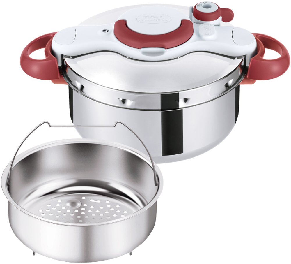 ティファール 圧力鍋 4.5L 2～4人用 IH ガス火対応 カンタン開閉 10年保証「クリプソ ミニット イージー ルビーレッド」P4620669商品画像