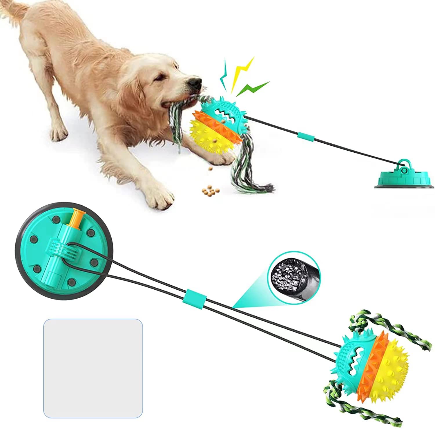 Dog Toy with Vacuum Suction Cup, Indestructible Interactive Dog Toy, Multifunction Molar Snack Balls, for Medium/Large Dogs