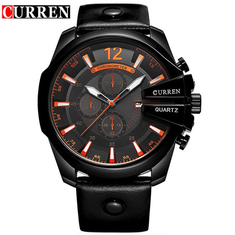 HWCOO Curren Watch, 8176 Men's Casual Big Dial Calendar Casual Watch Hot Belt Business Watch Fashion