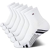Tommy Hilfiger Mens Quarter Socks - 6 Pack Athletic Performance Cushioned High Quarter Length Ankle Socks for Men for Running