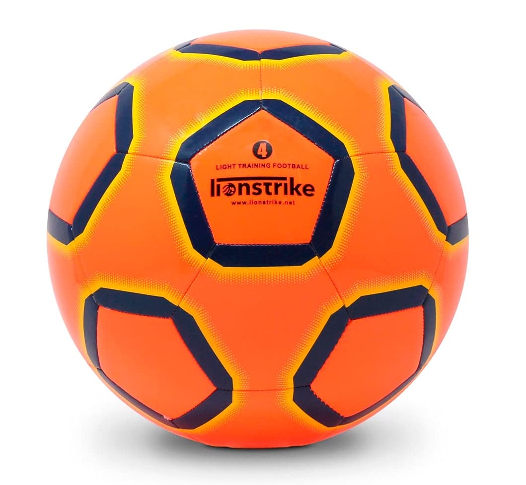 Lionstrike Size 4 Lite Football With NeoBladder Technology, Light Kids Soccer Ball (Age 7-13) Boys/Girls Indoor or Outdoor Training/Coaching Football (Orange)