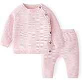 100% Cotton Knit Infant Baby Sweater and Pants Set, Unisex Newborn Boys Girls Outfit Long Sleeve Warm Clothes Newborn Gifts