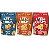 ParmCrisps Cheese Variety Pack, Made Simply with 100% REAL Cheese | Original Parmesan, Cheddar, Four Cheese | Healthy Keto Snacks, Low Carb, High Protein, Oven Baked, Low Sugar, Keto-Friendly | 1.75oz 3 Pack