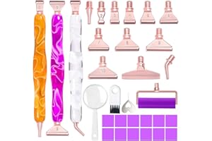 Praise V Do 5D Ergonomic Diamond Painting Art Bead Dot Drill Pen Kit with Screw Stainless Steel Metal Tip Nibs Placers Roller Tool Accessories WhitPurOran