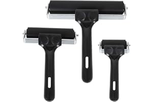 FENGWU 3PCS Rubber Roller Brayer Glue Roller Ink Painting Brayer Art Craft Oil Painting Tool Printmaking for Block Stamping, Printmaking Wallpaper, Bubble Removal and Seaming (2.4, 4 and 6 Inch)