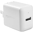 Amazon Basics 12W One-Port USB-A Wall Charger (2.4A) for Phones (iPhone 15/14/13/12/11/X, Samsung, and more), non-PPS, White