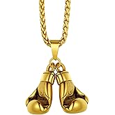Richsteel 3D Football/Basketball/Soccer/Baseball Ball Boxing Glove Cool Necklaces Pendant for Men, 316L Stainless Steel Sneaker Chain,Trendy Sport Fan Hip Pop Jewelry