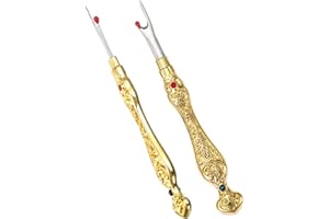 DAZZLEIMART 2Pcs Metal Seam Rippers, European Vintage Carved Handle Stitch Ripper, Sharp Seam Ripper Tool for Sewing with Storage Cases, Durable and Handy Crafting Removing Threads Tools (Gold)