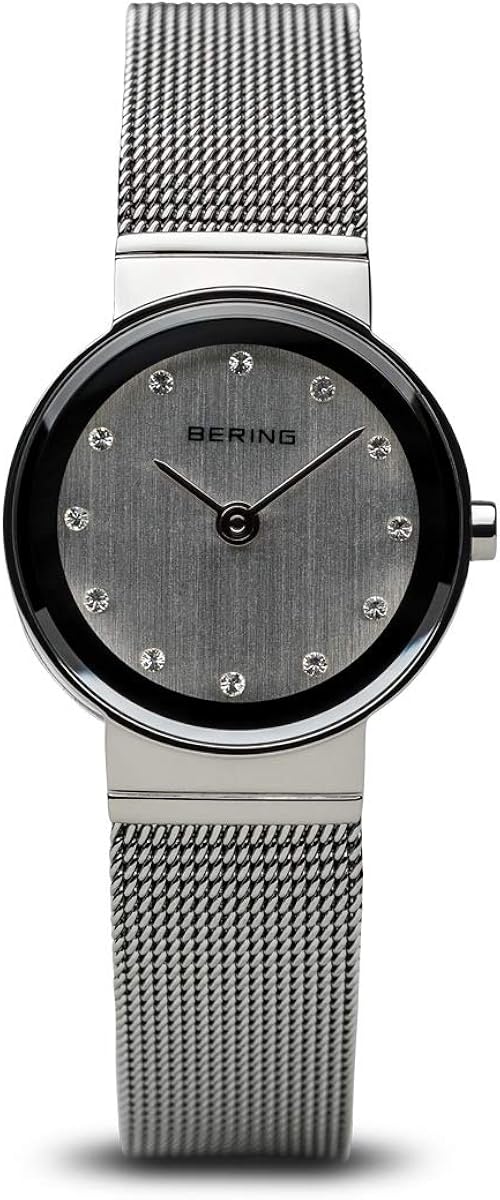 BERING Women's Quartz Watch, 22 mm Silver Stainless-Steel Case and Silver Dial, Milanese Strap, Sapphire Crystal, 3 ATM, 10122-000