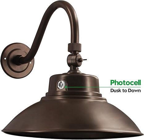 Brown Led Gooseneck Barn Light 14 Inch Classic Steel Shade 42w