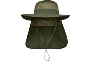 LCZTN Mens UPF 50+ Sun Protection Safari Cap Wide Brim Fishing Hiking Hat with Neck Flap for Garden Work