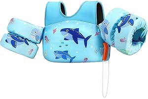 HeySplash Swim Vest for Kids, Toddler Pool Floaties, Swim Jacket Water Wing Arm Band, Baby Arm Floaties with Crotch Strap, Le